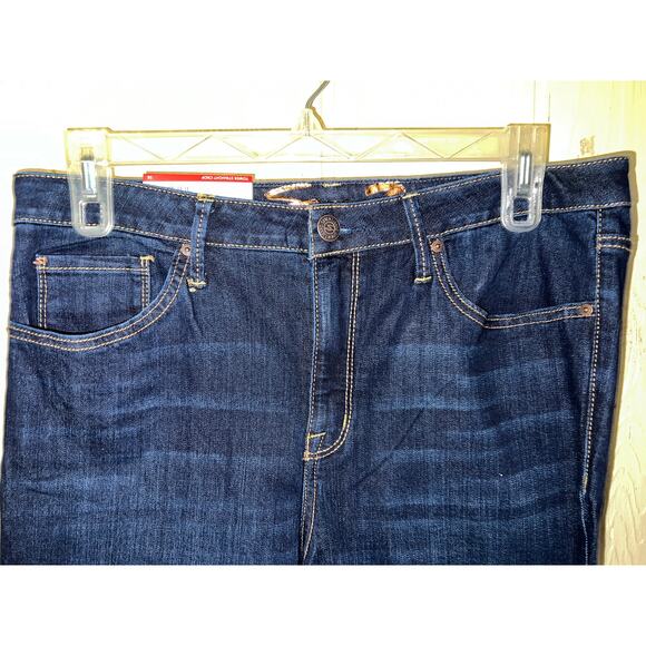 Seven7 Jeans Womens 14 Crop Straight Leg Fray Raw Hem Tower Dark Blue Tummy Con - Picture 8 of 10